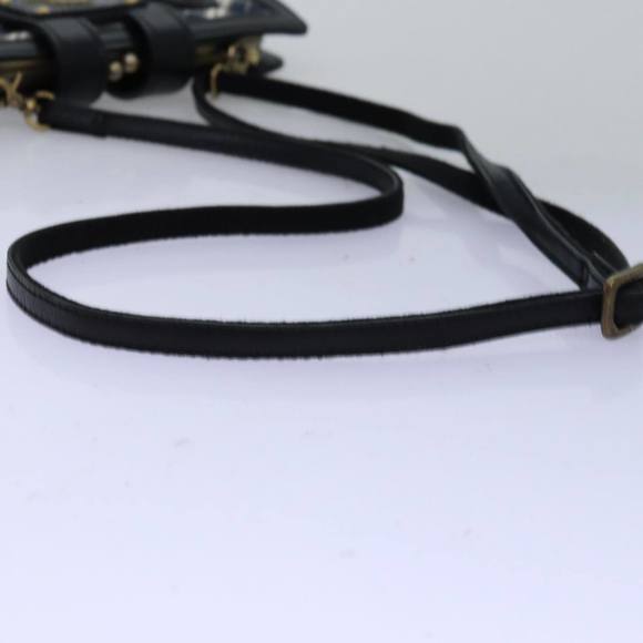 BURBERRY Nova Check Blue Label Shoulder Wallet Canvas Navy Auth 74253 - Picture 7 of 16